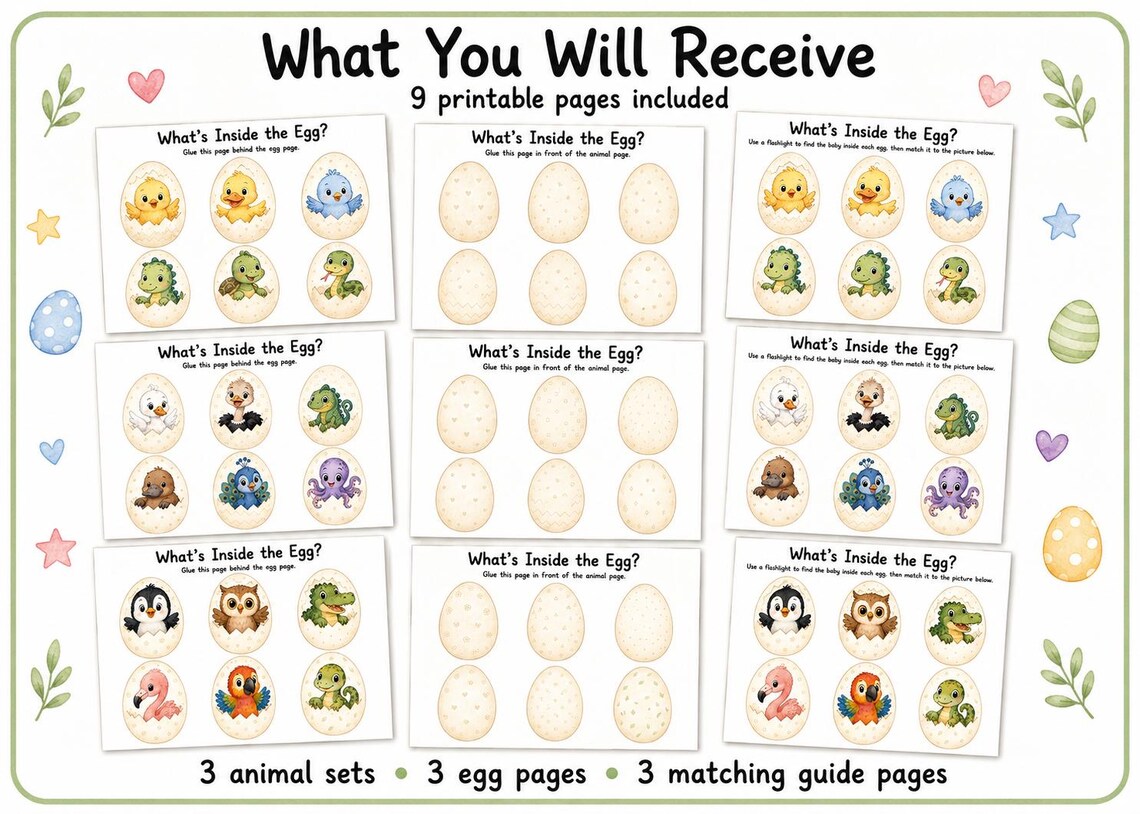 Baby animal matching page